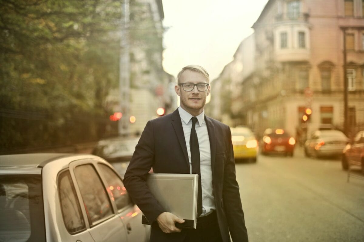 business man in street