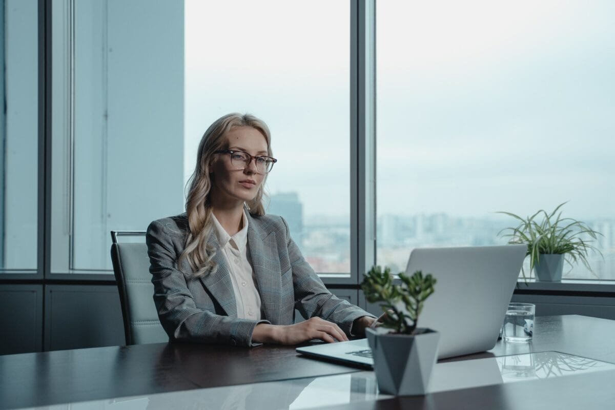 woman working on laptop